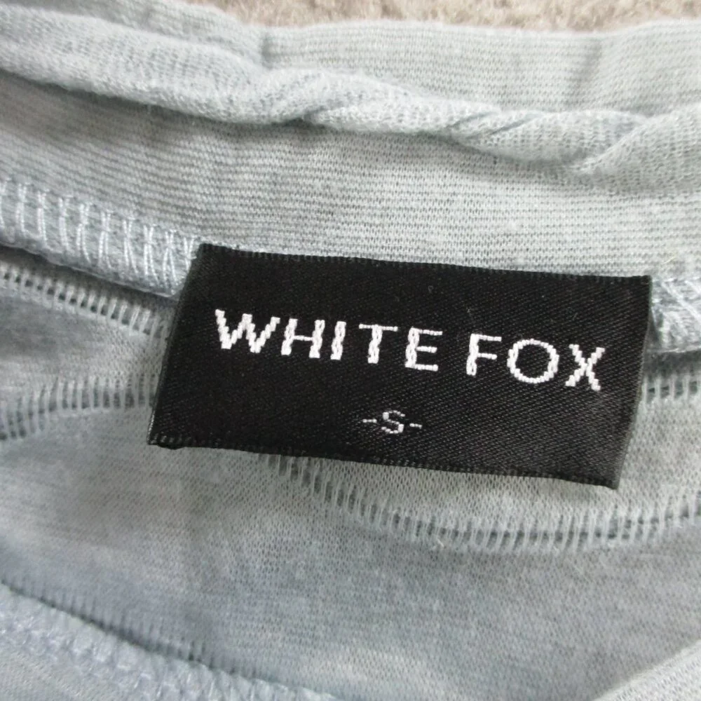 White Fox Boutique Outfit Set Womens Small Blue Pants Crop Tank Textured Flared - Picture 5 of 7